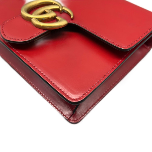 Gucci Crossbody Bag Glazed Calfskin Red