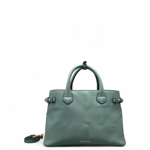 Burberry Medium Banner Tote Calfskin House Check Green Beige Burberry Medium Banner Tote Calfskin House Check Green Beige