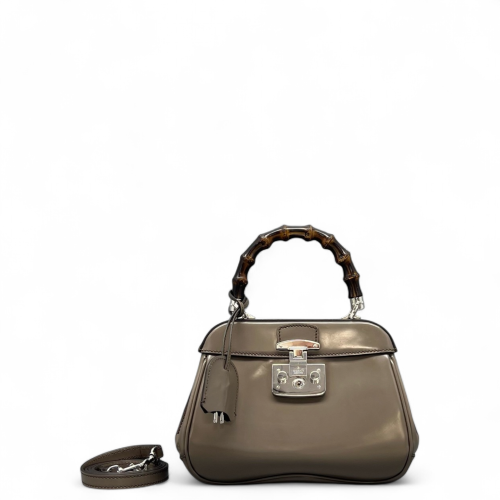 Gucci Bamboo Mini Lady Lock Bamboo Top Handle Bag Smooth Calfskin Grey Gucci Bamboo Mini Lady Lock Bamboo Top Handle Bag Smooth Calfskin Grey