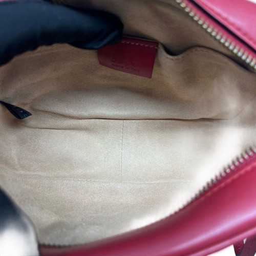 Gucci Mini GG Marmont Chain Shoulder Bag Calfskin Red