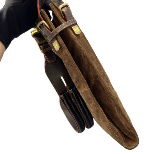 Loewe Studded Shoulder Bag Suede Brown Loewe Studded Shoulder Bag Suede Brown