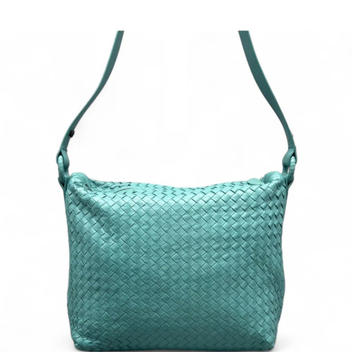 Bottega Veneta Shoulder Bag Calfskin Intrecciato Blue