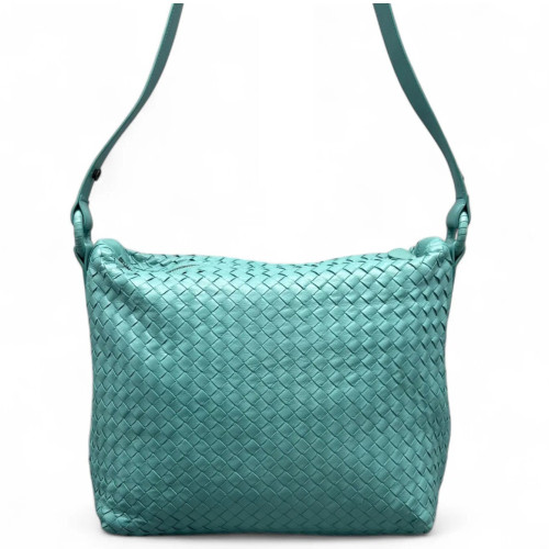 Bottega Veneta Shoulder Bag Calfskin Intrecciato Blue