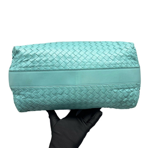 Bottega Veneta Shoulder Bag Calfskin Intrecciato Blue