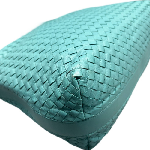 Bottega Veneta Shoulder Bag Calfskin Intrecciato Blue