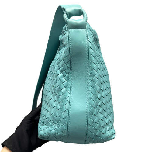 Bottega Veneta Shoulder Bag Calfskin Intrecciato Blue
