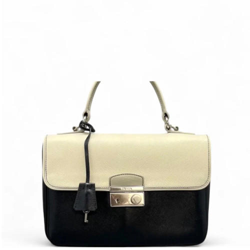 Prada Messenger Calfskin Black White