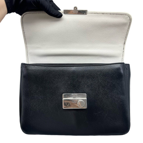Prada Messenger Calfskin Black White