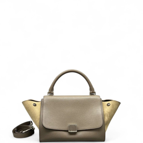 Celine Small Trapeze Calfskin Suede Grey