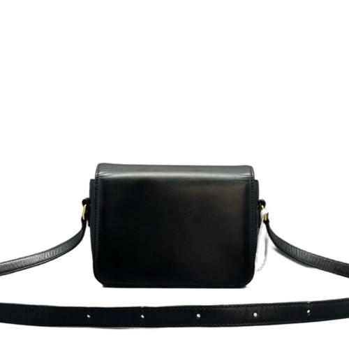 Celine Triomphe Teen Triomphe Shoulder Bag Glazed Calfskin Black