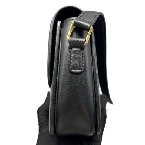 Celine Triomphe Teen Triomphe Shoulder Bag Glazed Calfskin Black