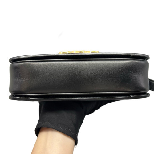 Celine Triomphe Teen Triomphe Shoulder Bag Glazed Calfskin Black