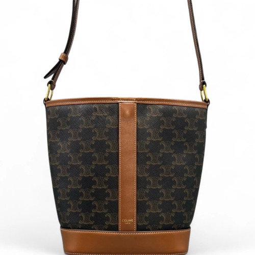 Celine Triomphe Triomphe Bucket Bag Small Triomphe Calfskin Brown