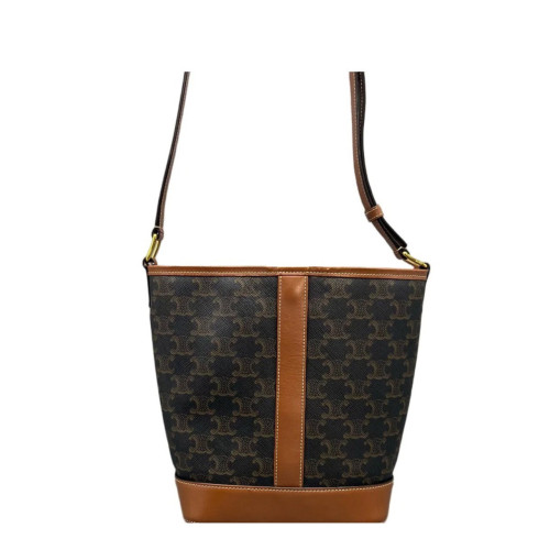Celine Triomphe Triomphe Bucket Bag Small Triomphe Calfskin Brown
