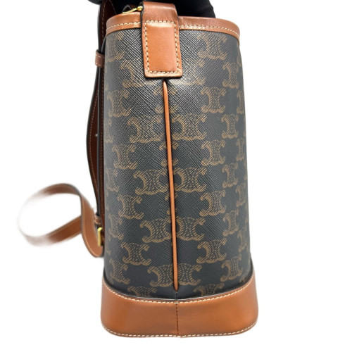 Celine Triomphe Triomphe Bucket Bag Small Triomphe Calfskin Brown