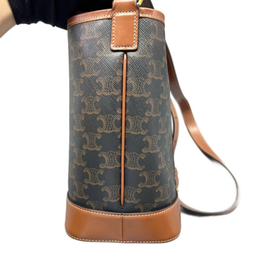 Celine Triomphe Triomphe Bucket Bag Small Triomphe Calfskin Brown