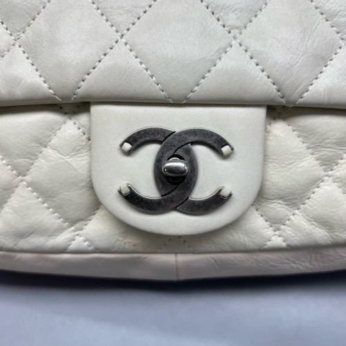 Chanel Quilted Medium Single Flap Calfskin White