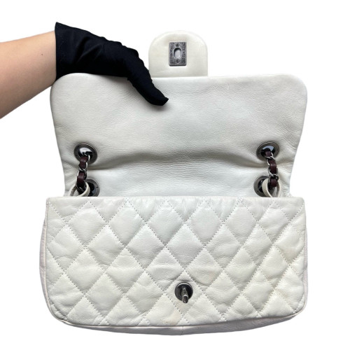 Chanel Quilted Medium Single Flap Calfskin White