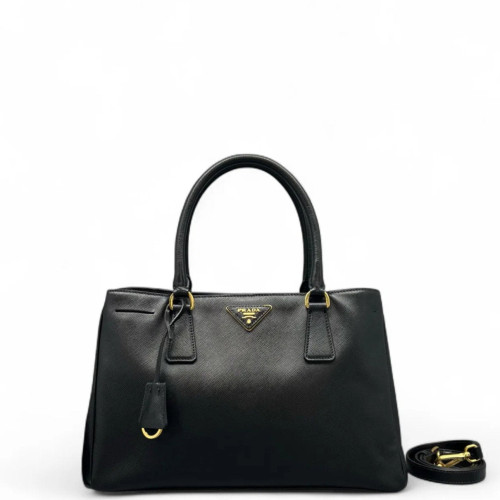 Prada Medium Galleria Double Zip Tote Saffiano Calfskin Black
