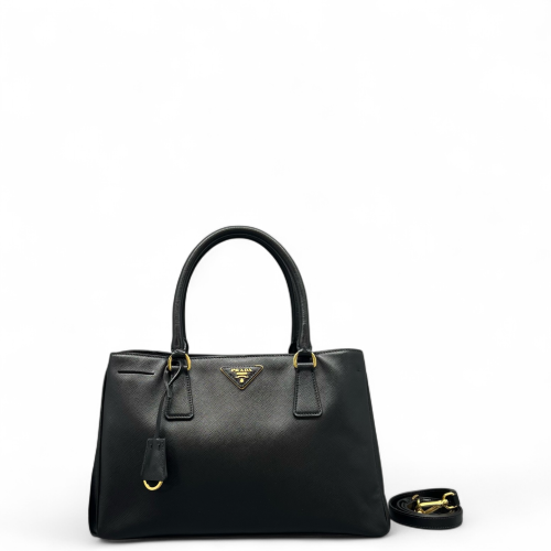 Prada Medium Galleria Double Zip Tote Saffiano Calfskin Black