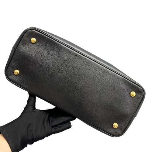 Prada Medium Galleria Double Zip Tote Saffiano Calfskin Black