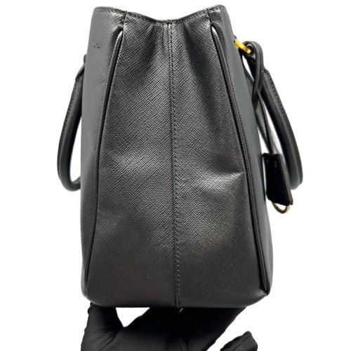 Prada Medium Galleria Double Zip Tote Saffiano Calfskin Black