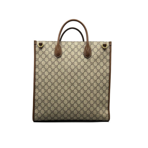 Gucci Large Interlocking G Tote GG Supreme Monogram Beige Brown