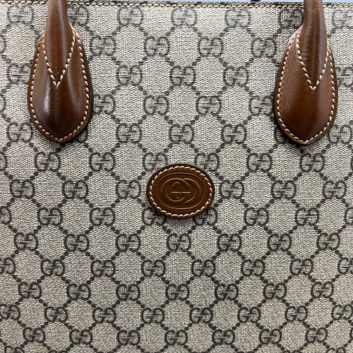 Gucci Large Interlocking G Tote GG Supreme Monogram Beige Brown