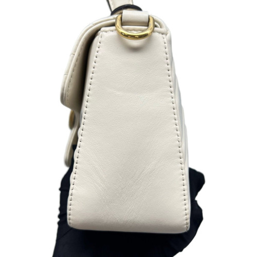 Gucci Chevron Mini GG Marmont Top Handle Shoulder Bag Calfskin White Gucci Chevron Mini GG Marmont Top Handle Shoulder Bag Calfskin White