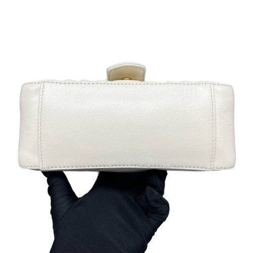 Gucci Chevron Mini GG Marmont Top Handle Shoulder Bag Calfskin White Gucci Chevron Mini GG Marmont Top Handle Shoulder Bag Calfskin White