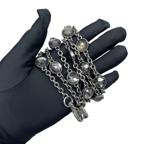 Miu Miu Crystal Embellished Matelasse Crystal Flap Clutch Crumpled Calfskin Black