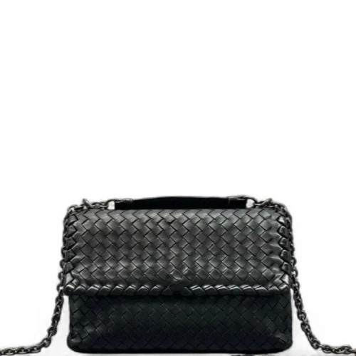 Bottega Veneta Intrecciato Medium Olimpia Shoulder Bag Lambskin Intrecciato Black