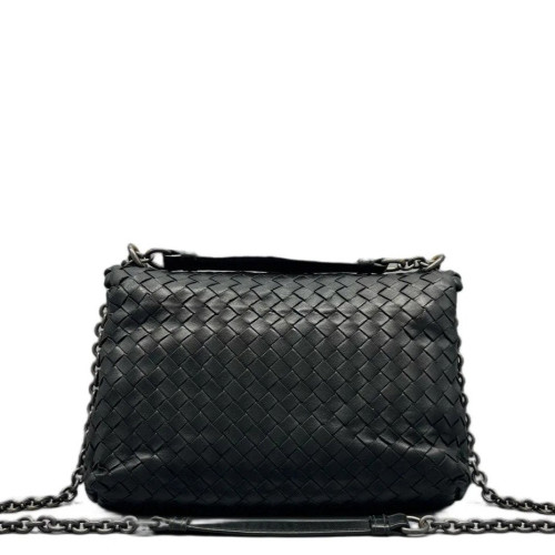 Bottega Veneta Intrecciato Medium Olimpia Shoulder Bag Lambskin Intrecciato Black
