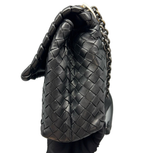 Bottega Veneta Intrecciato Medium Olimpia Shoulder Bag Lambskin Intrecciato Black