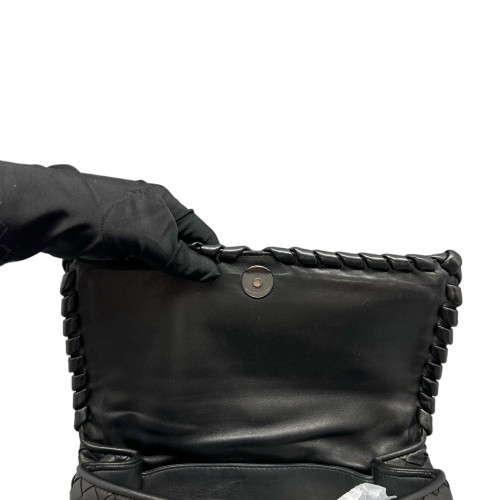 Bottega Veneta Intrecciato Medium Olimpia Shoulder Bag Lambskin Intrecciato Black