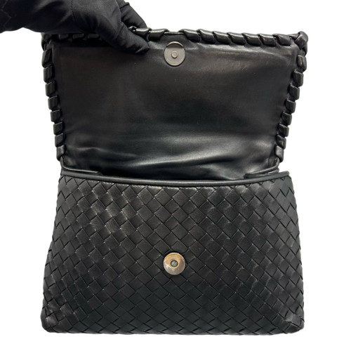 Bottega Veneta Intrecciato Medium Olimpia Shoulder Bag Lambskin Intrecciato Black
