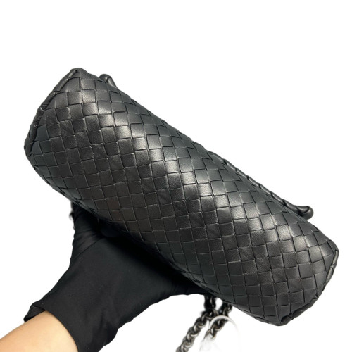 Bottega Veneta Intrecciato Medium Olimpia Shoulder Bag Lambskin Intrecciato Black