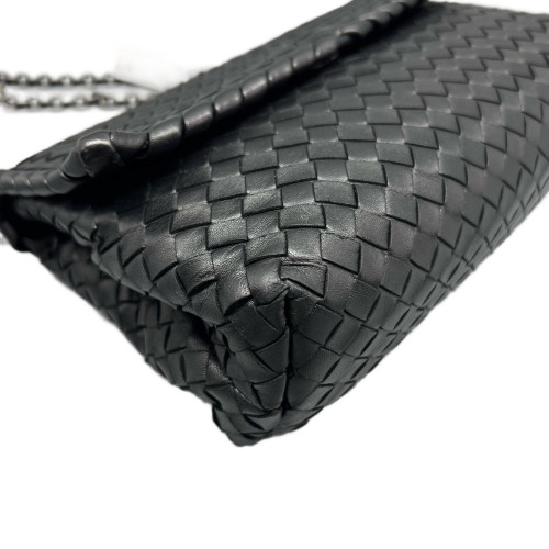 Bottega Veneta Intrecciato Medium Olimpia Shoulder Bag Lambskin Intrecciato Black