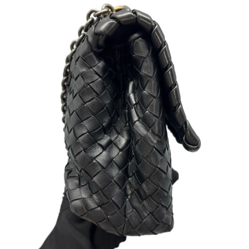 Bottega Veneta Intrecciato Medium Olimpia Shoulder Bag Lambskin Intrecciato Black