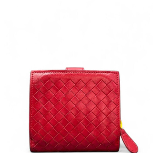 Bottega Veneta Compact Wallet Calfskin Intrecciato Red