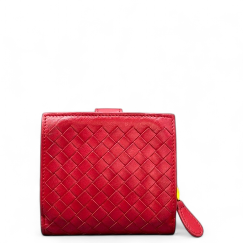 Bottega Veneta Compact Wallet Calfskin Intrecciato Red