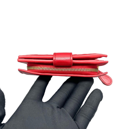 Bottega Veneta Compact Wallet Calfskin Intrecciato Red