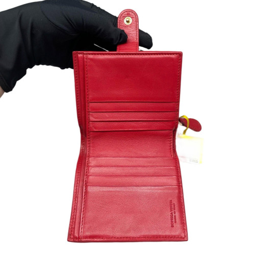 Bottega Veneta Compact Wallet Calfskin Intrecciato Red