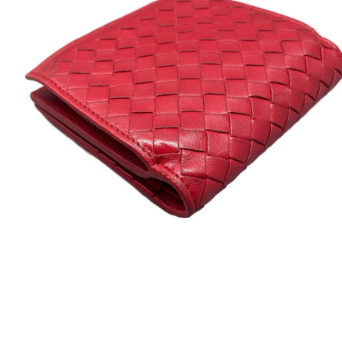 Bottega Veneta Compact Wallet Calfskin Intrecciato Red