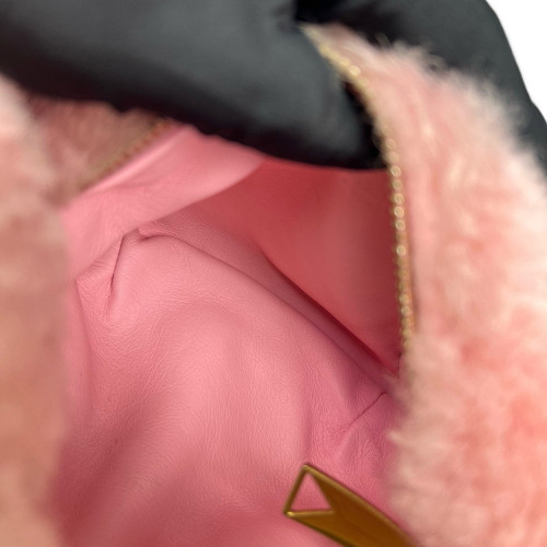 Bottega Veneta Mini Jodie Faux Fur Pink
