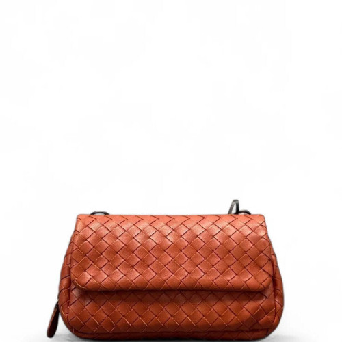 Bottega Veneta Shoulder Bag Calfskin Intrecciato Brick Red
