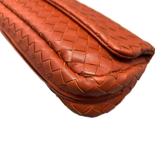 Bottega Veneta Shoulder Bag Calfskin Intrecciato Brick Red