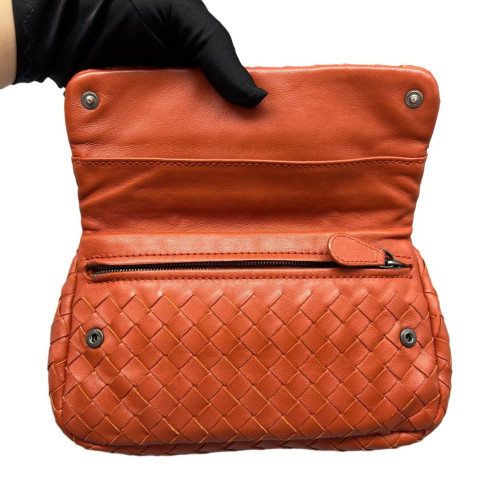 Bottega Veneta Shoulder Bag Calfskin Intrecciato Brick Red