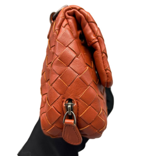 Bottega Veneta Shoulder Bag Calfskin Intrecciato Brick Red