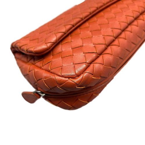 Bottega Veneta Shoulder Bag Calfskin Intrecciato Brick Red